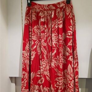 Minimum Vibrant Red and Cream Maxi Skirt